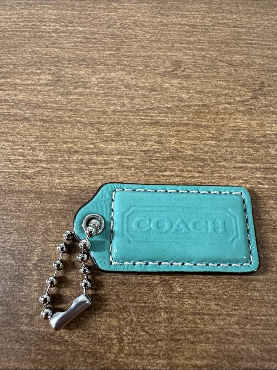 Coach Accessories - Coach Turquoise Leather Key/Card Holder Tag with Silver Chain